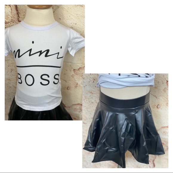 NEW 2 Piece Mini Boss Faux Leather Skirt Set - Picture 6 of 12